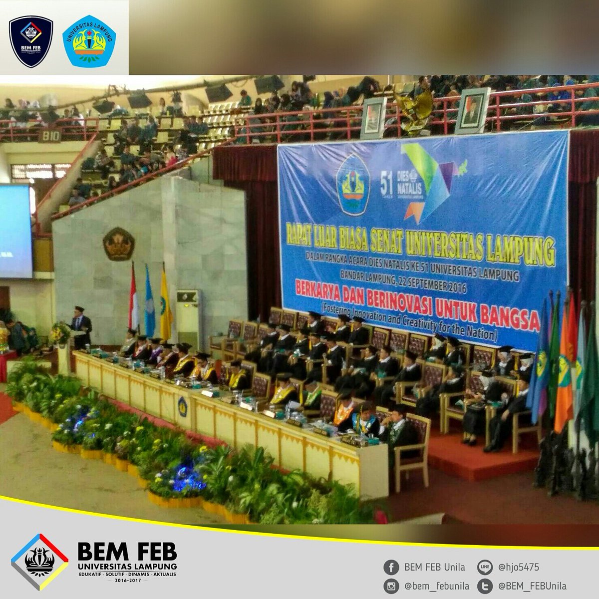 Rapat Luar Biasa Senat Universitas Lampung
Dalam Rangka Acara Dies Natalis ke 51 Universitas Lampung