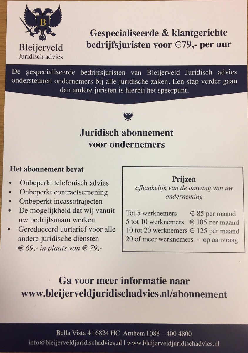 FMekelenkamp's tweet photo. Juridische hulp nodig? Schakel een juridisch abonnement in bij Bleijerveld Juridisch advies! Bel 0884004800 https://t.co/vDO4qUiet9