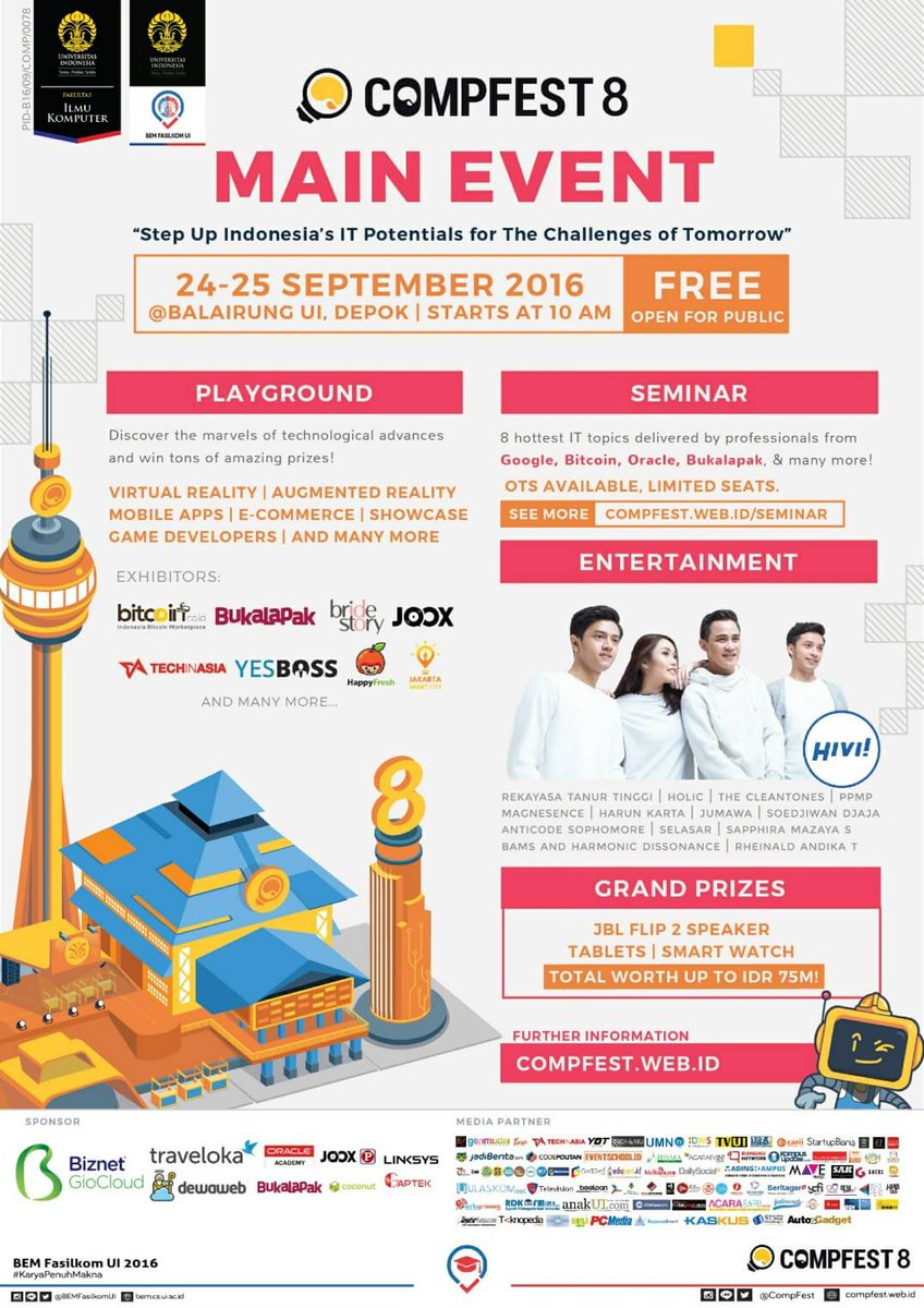 Main Event CompFest, 24&amp;25 September di Balairung UI, Depok. Dgn Playground &amp; HiVi sbg guest star! Free! #StepITUp