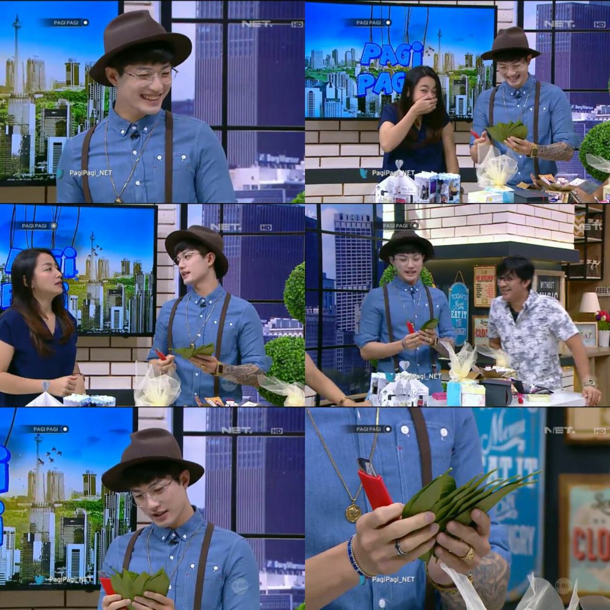 trisnigantara's tweet photo. Oppa datang2 bawa cutter & daun 😀😀 buat apa ya?? @PagiPagi_NET #LEEatPagiPagiNET https://t.co/zWFe644rn8