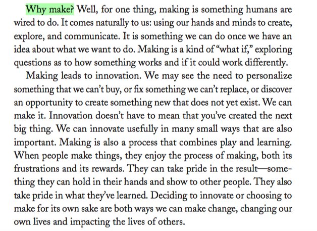 makerfaire's tweet photo. Why Make? Excerpt from @dalepd's new book "Free to Make"  #WednesdayWisdom #makerfaire https://t.co/E7IZ6BEjsr