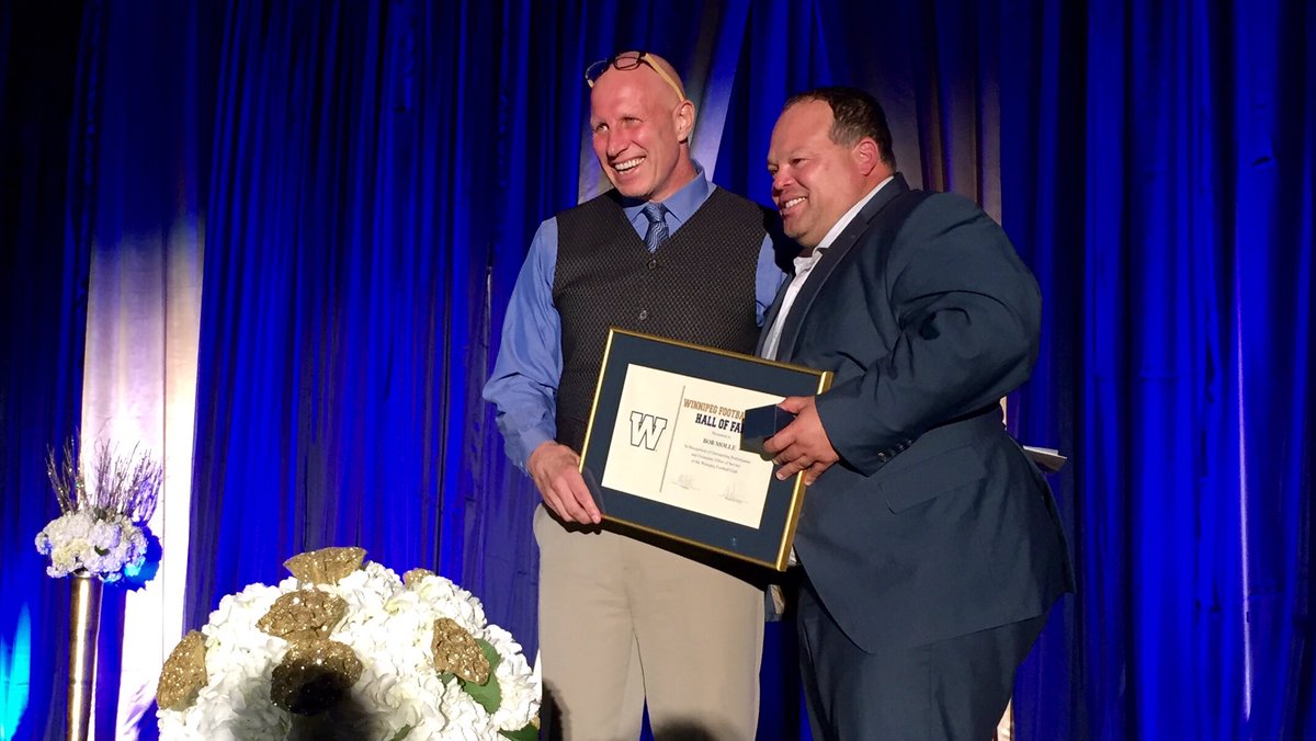 Wpg_BlueBombers's tweet photo. Congratulations to the night's second honouree, Bob Molle! #WFCHallofFame https://t.co/8qHELR7WVb