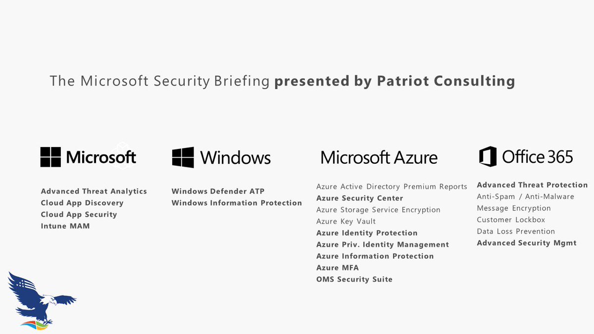 ITguySoCal's tweet photo. Patriot's new security briefing is a live demonstration of the 15 newest MSFT security solutions. Book today https://t.co/9zr2UzaYYu https://t.co/xEOjkhGZvt