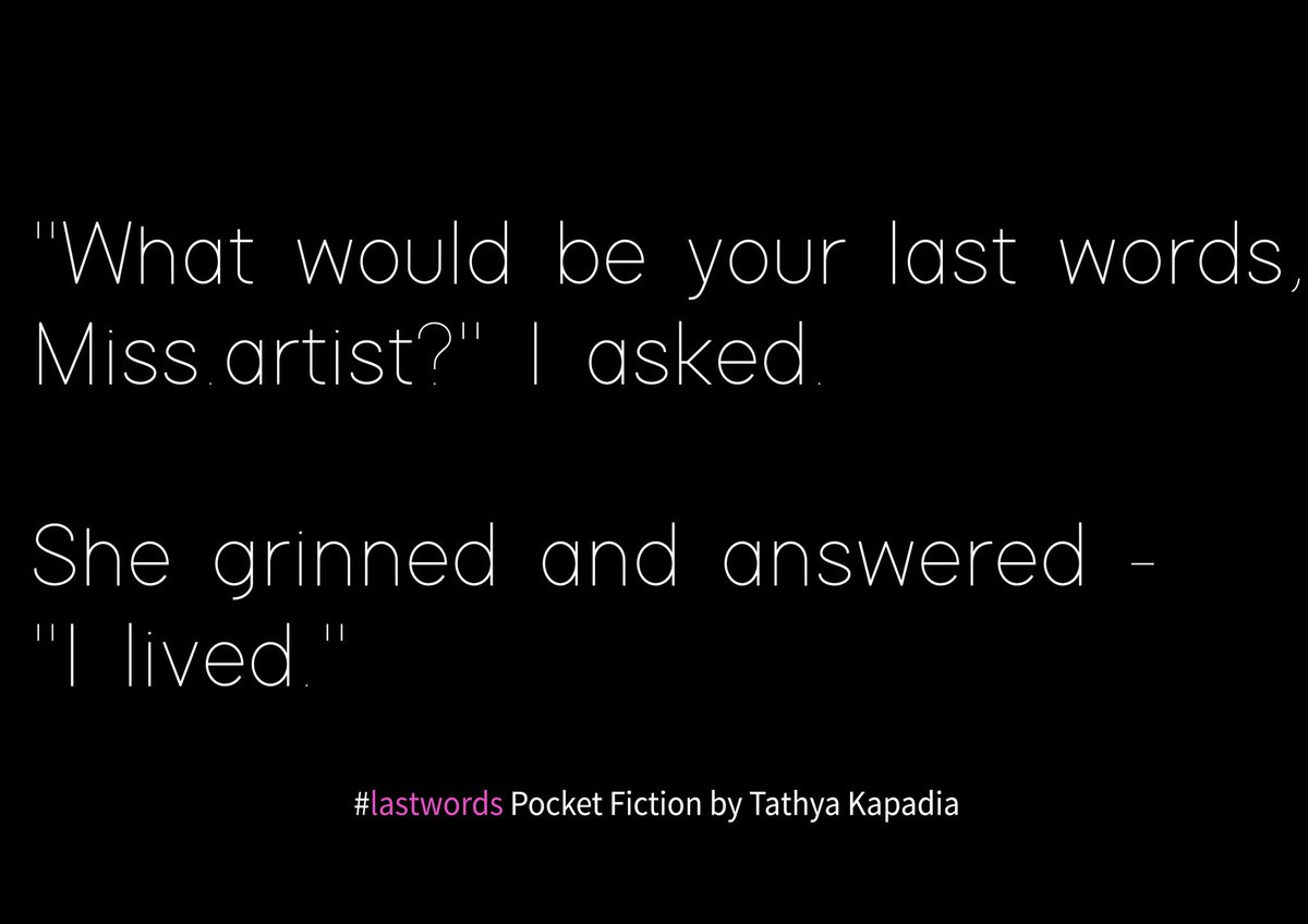 KapadiaTathya's tweet photo. #post_25
[ What would be yours? ]
< Pocket Fiction >
#lastwords https://t.co/dIoJL2lzlr