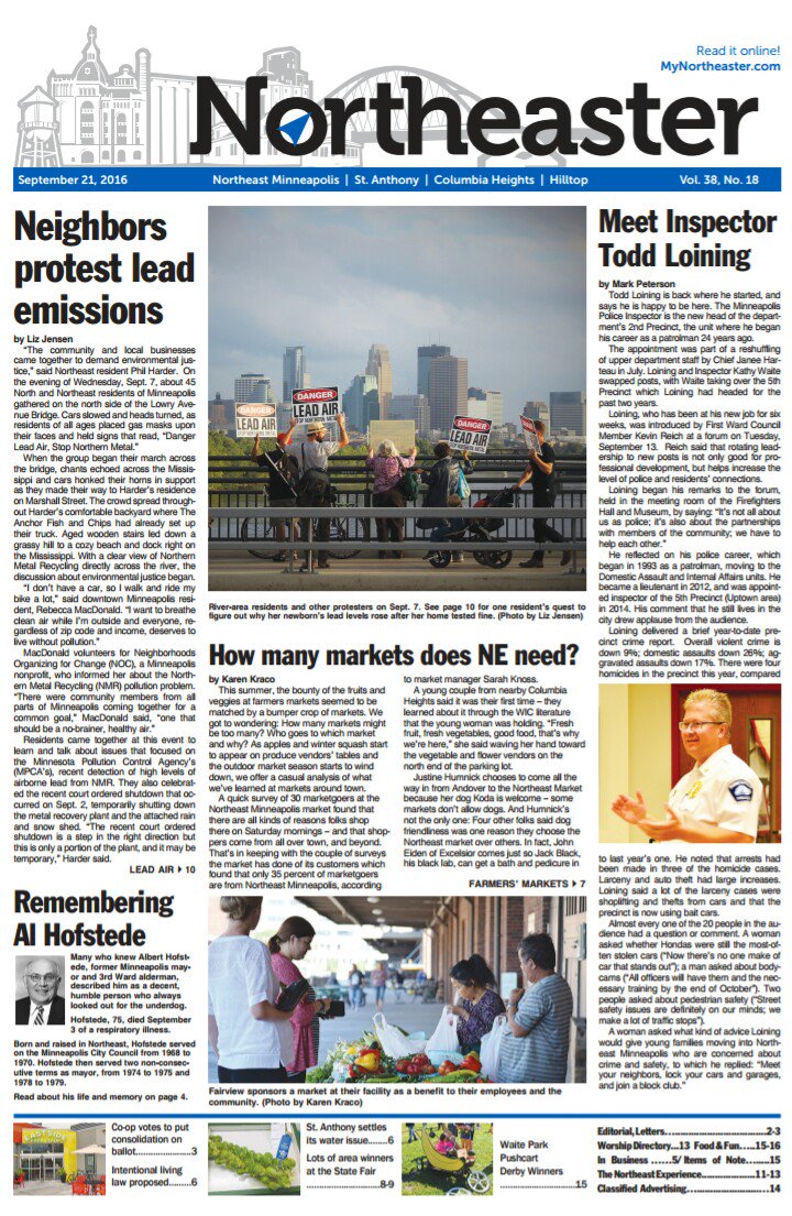 MyNortheaster's tweet photo. Check out 2days 9/21 #Northeaster! Read it online https://t.co/57wjzRmTuo or get a hard copy @ our office on #JohnsonStreet! #nempls #nenews https://t.co/HZIYzh8TQD