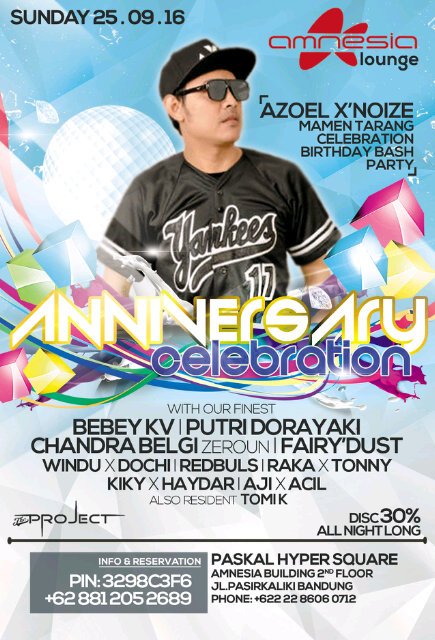 Sunday 25sept16 ANNIVERSARY CELEBRATION at Amnesia Bdh