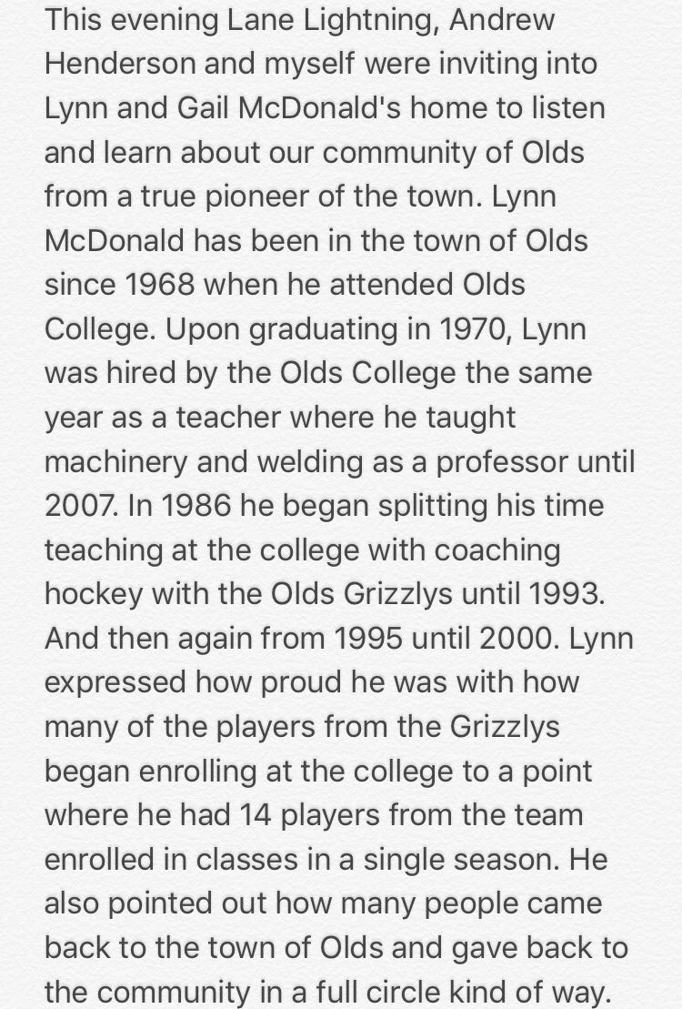 iceicegreenwood's tweet photo. Had a great conversation with Lynn this evening. #RowTheBoat #OurTownofOlds #LearnYourCommunity #Thankful @OGhockey @latts16 https://t.co/UC4f89HQQz