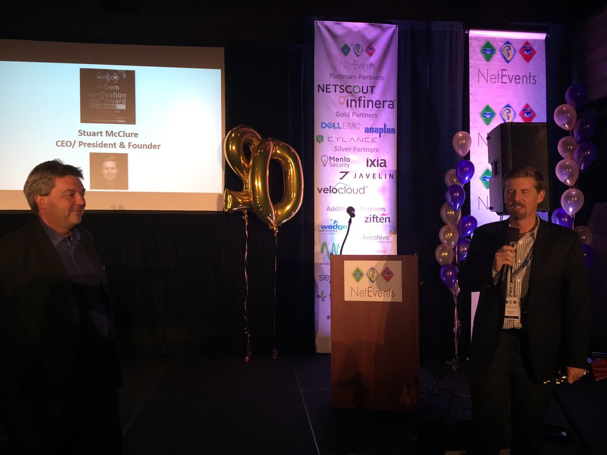NetEventsTV's tweet photo. This year's innovation #idol award winner : @stuartmcclure @cylanceinc !!!!! Congrats!!! https://t.co/tMN4d4Fzxw