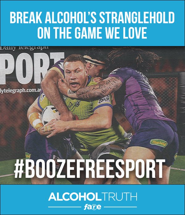 FAREAustralia's tweet photo. Help us protect Aussie kids. Take alcohol out of the game and make a great game better https://t.co/APrbt4hl61 #Boozefreesport #NRLFinals https://t.co/jX9rbIhFHI