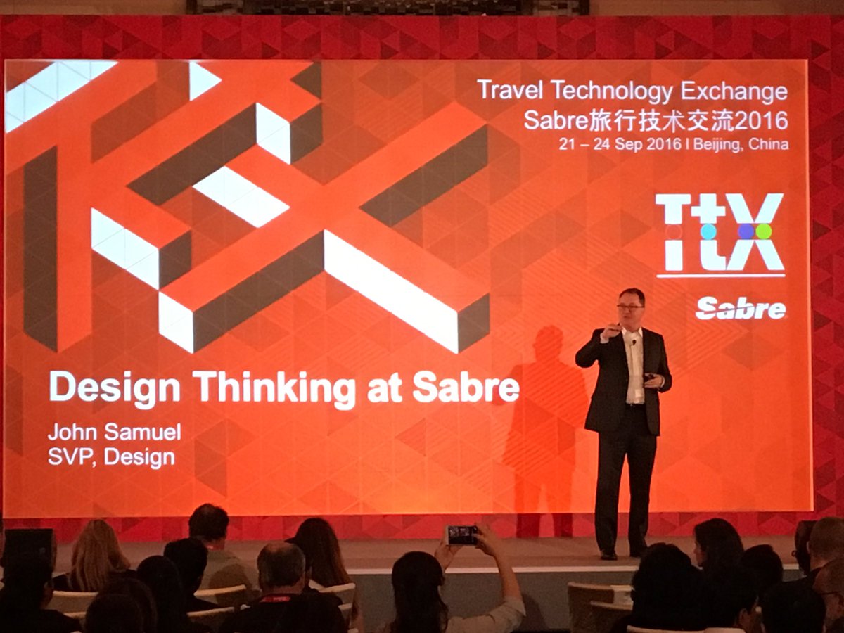 Sabre_Corp's tweet photo. Life imitates art. SVP John Samuel shares how authentic user experiences in technology are driven by the art of design #TTXAPAC https://t.co/u0BhInUBUm