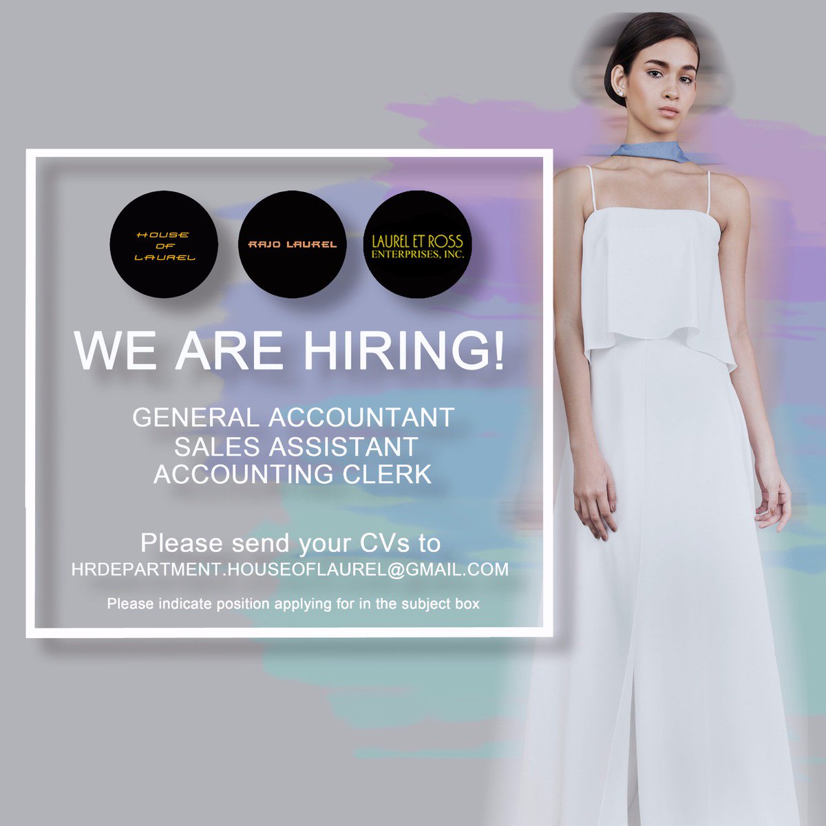 House of Laurel (@houseoflaurel) on Twitter photo WE'RE HIRING! We're on the lookout for passionate individuals to be part of the incredible team of <a href="/RajoLaurel/">Rajo Laurel</a>. Send us your CVs now! WE'RE HIRING! We're on the lookout for passionate individuals to be part of the incredible team of <a href="/RajoLaurel/">Rajo Laurel</a>. Send us your CVs now!