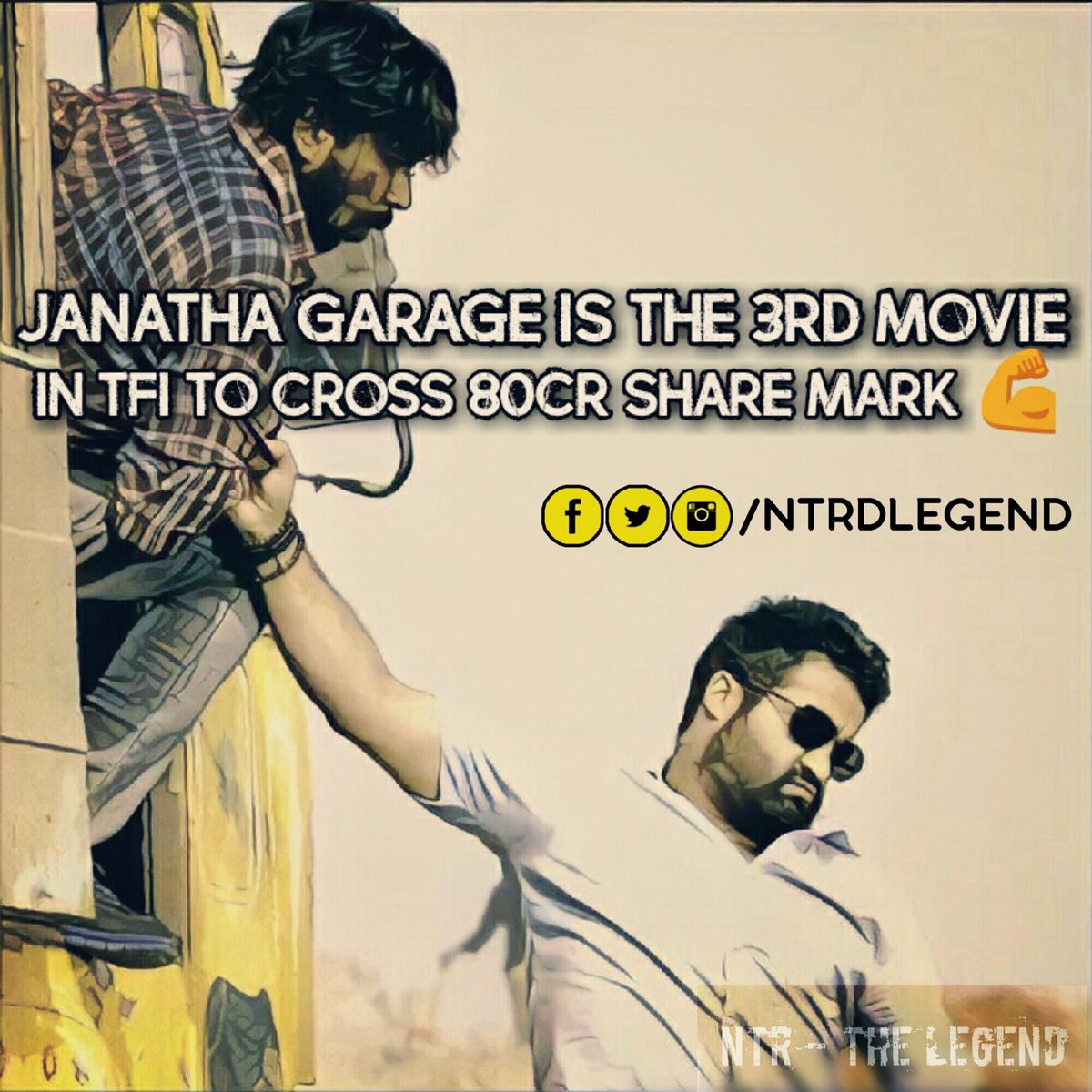 NTRTHELEGEND's tweet photo. #JanathaGarage
#80Crs
@vijaytarak9999 @HanuNtr @RaaviNtr @Dhamkii @Gowtham_kaNTRi @BeingKaNTRi @kaNTRimanu @smkoneru @KarunaduNTRfans https://t.co/yMeVN0zYeh