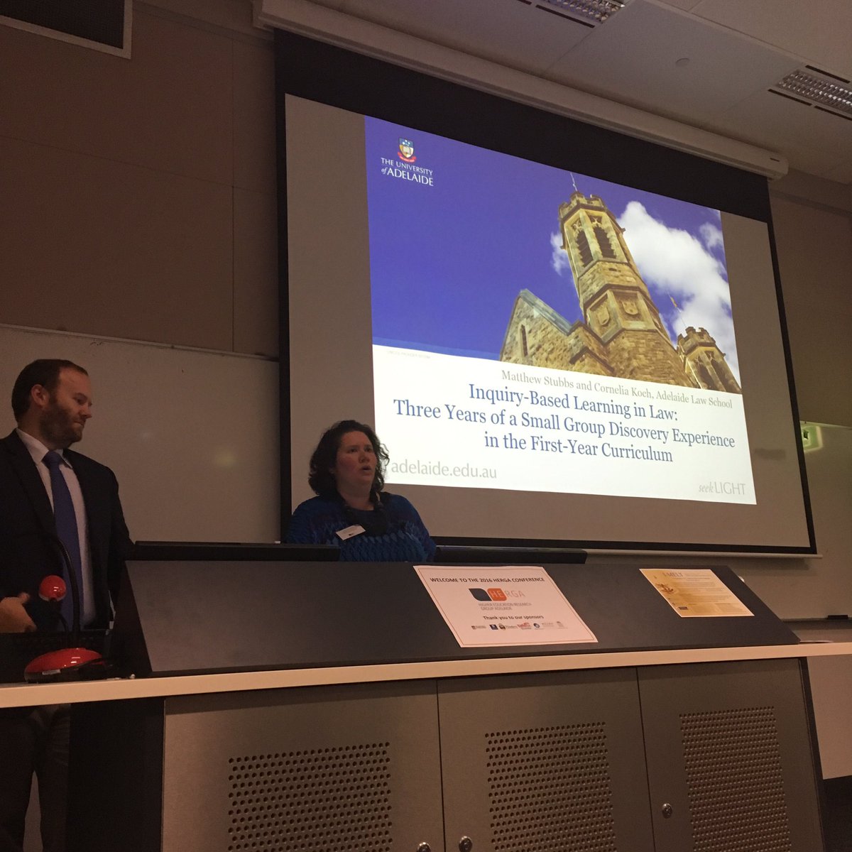 drsarahlist's tweet photo. Cornelia Koch and Matthew Stubbs - inquiry based #learning. In #law #ibl #edchat #highered #herga #herga16 @HergAdelaide @UniofAdelaide https://t.co/CcExrRwSqd