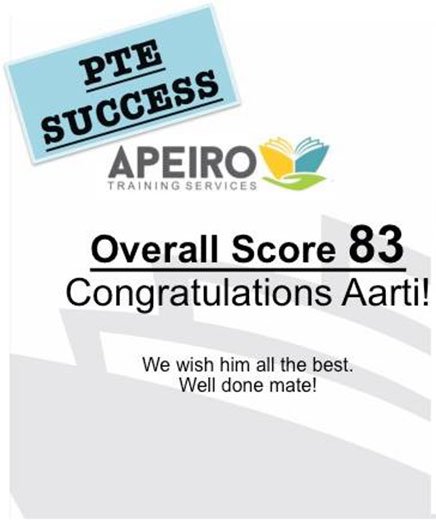 apeiro_au's tweet photo. #PTE SUCCESS

Congratulations to AARTI on gaining her required score of 83 (IELTS equivalent band 8.5 ) in #PTEAcademictest. https://t.co/G8ILwzzo3e