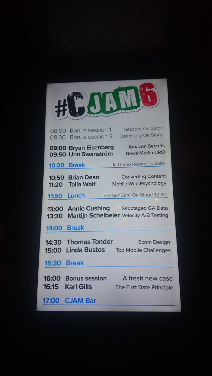 Packed schedule and we're only halfway through. Lots of interesting stuff yet to come! #Cjam6
