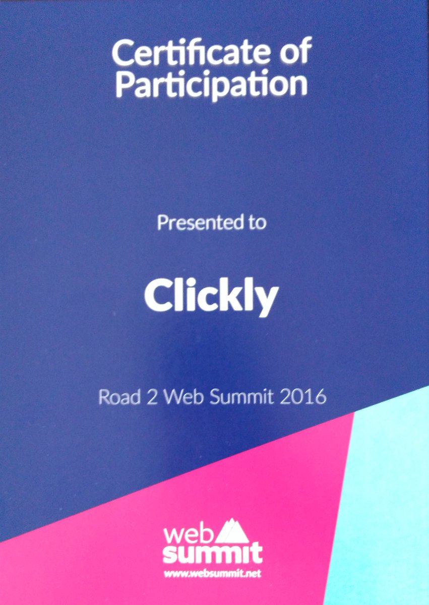 Clickly_co's tweet image. Clickly was distinguished by the Road 2 Web Summit judging panel to showcase at Web Summit 2016