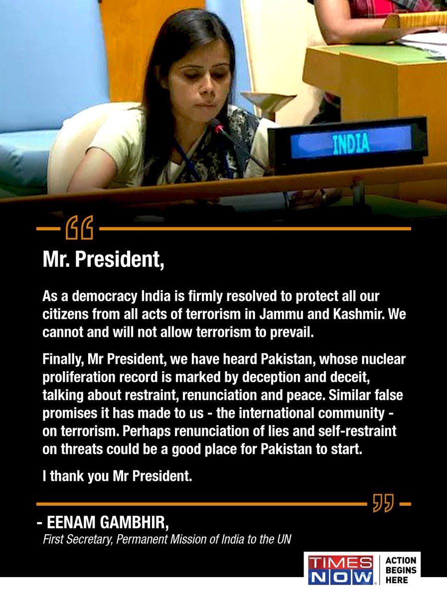 TimesNow's tweet photo. We cannot and will not allow terrorism to prevail: India at #UNGA #IndiaWinsAtUN https://t.co/nlKl8BIUeI
