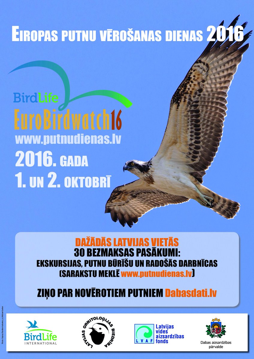 Nākamajā nedēļas nogalē Eiropas putnu vērošanas dienas 2016! Atrodi savu pasākumu: lob.lv/lv/aktualitate… #putnudienas #EuroBirdwatch