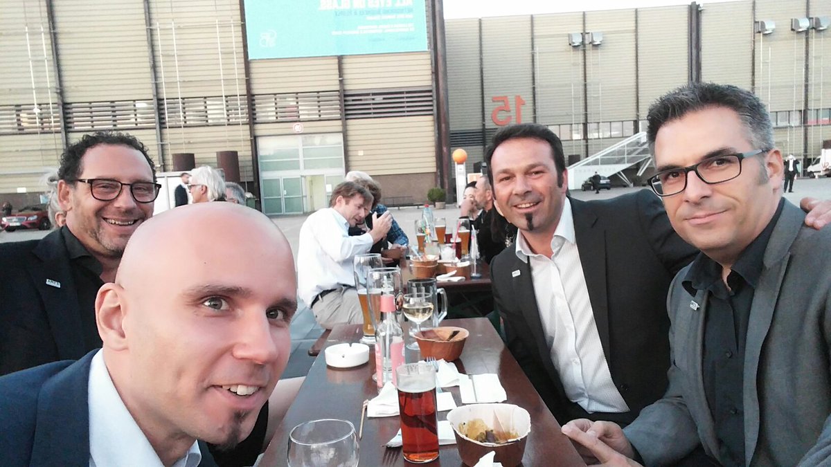 After hours session of @ESMAvzw #expertteam at <a href="/glasstec/">glasstec</a> exhibitor party with <a href="/jochchrist/">Jochen Christiaens</a> <a href="/OliverKammann/">Oliver Kammann</a> <a href="/rolandbiemans/">Roland Biemans</a>
