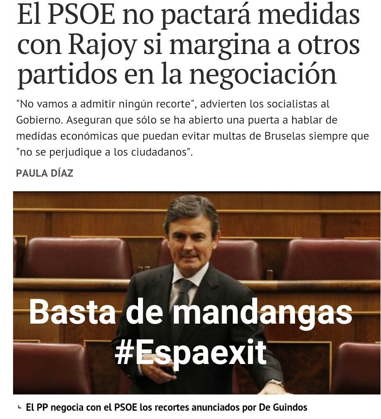 PatGarret4's tweet photo. El #PSOE no pactará con #Rajoy ninguna medida. Debería decir ni está ni ninguna➕ #Espaexit https://t.co/cwoAOCJ7rx https://t.co/WjXj3ScZd3