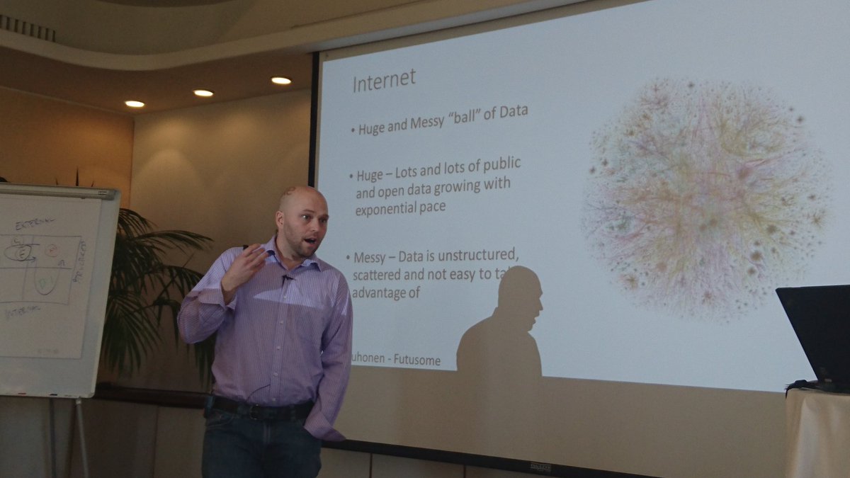 Asiakastieto's tweet photo. .@JuhoMuhonen / @Futusome: #Data is the new oil and #internet is the biggest oil field. Let's utilize it! #AsiakastietoCMD https://t.co/pXnpFAF3Bw