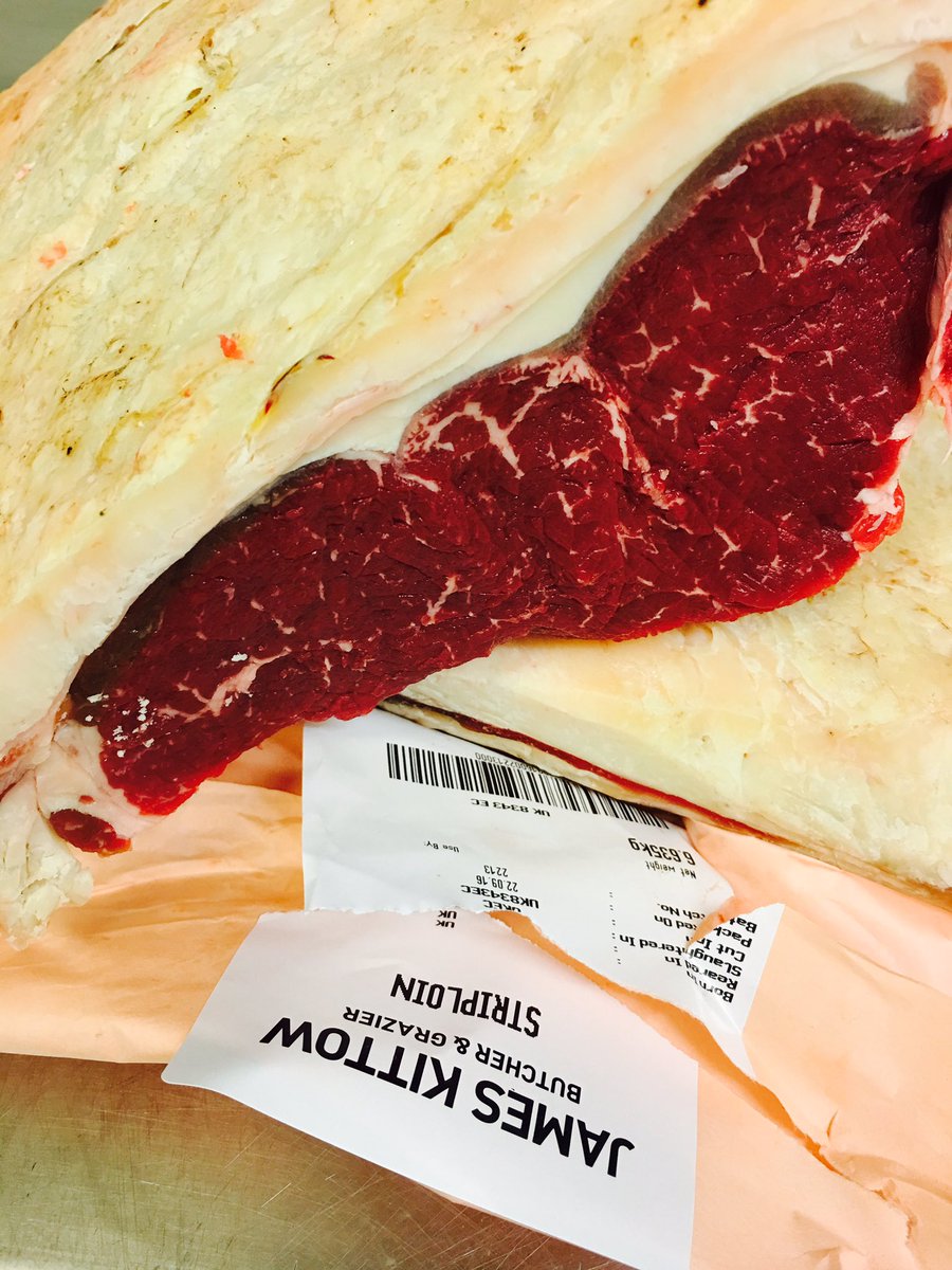 globefowey's tweet photo. The best way to start the day is to unwrap the wax paper on this beautiful piece of Cornish Kilhallon Sirloin. Solid fat, beautiful marbling https://t.co/4bj7hU9o2c