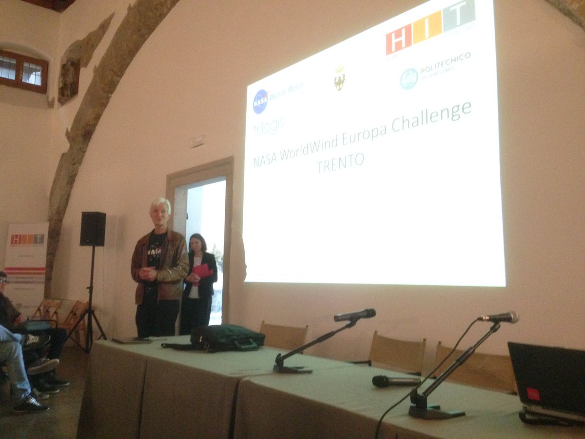 Patrick Hogan inspires us today with a fantastic speech for the final day of the @NASA_WorldWind Europa Challenge Trento <a href="/ProvinciaTrento/">Provincia autonoma di Trento</a>