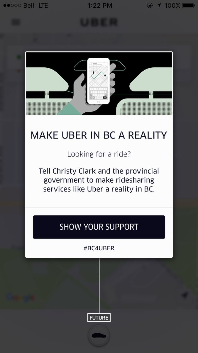 jesselam1's tweet photo. When I was looking for an #Uber in #Vancouver and got this message instead... #BC4Uber #stranded https://t.co/lWMa9pueok