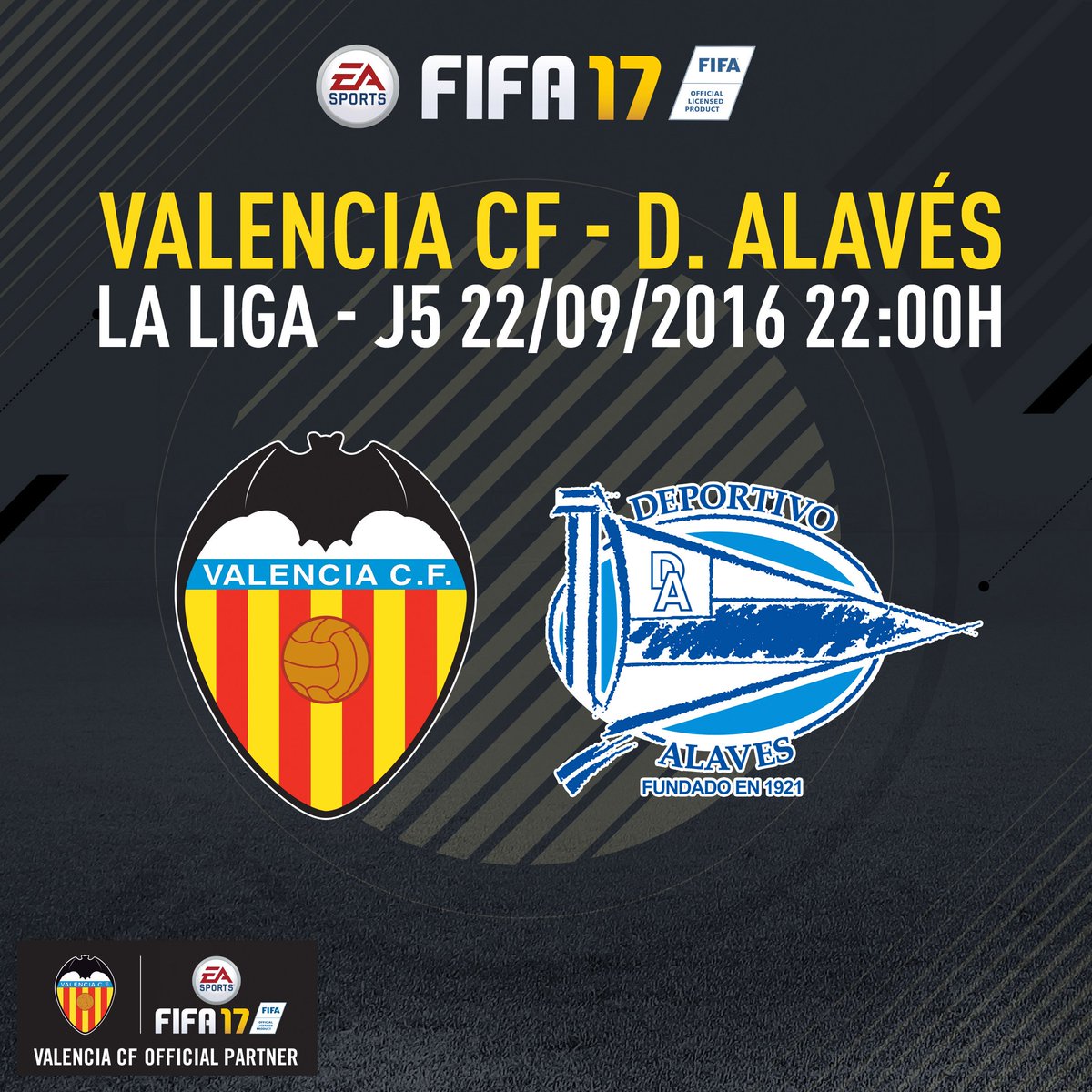 valenciacf's tweet photo. ⚽️ #ValenciaAlavés
📍 #Mestalla
🕙 22:00 h
📱 @valenciacf 
📻 #VCFradio
📺 @beINSPORTSes 
💻 https://t.co/dY0vHCV2Pr https://t.co/PFMH08lmvp