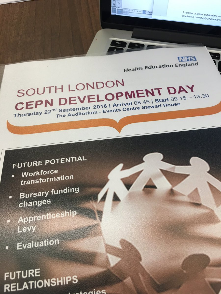 SouthLndnPharma's tweet photo. @NHS_HealthEdEng #cepn2016 should be a interesting morning https://t.co/XhA7YNl710