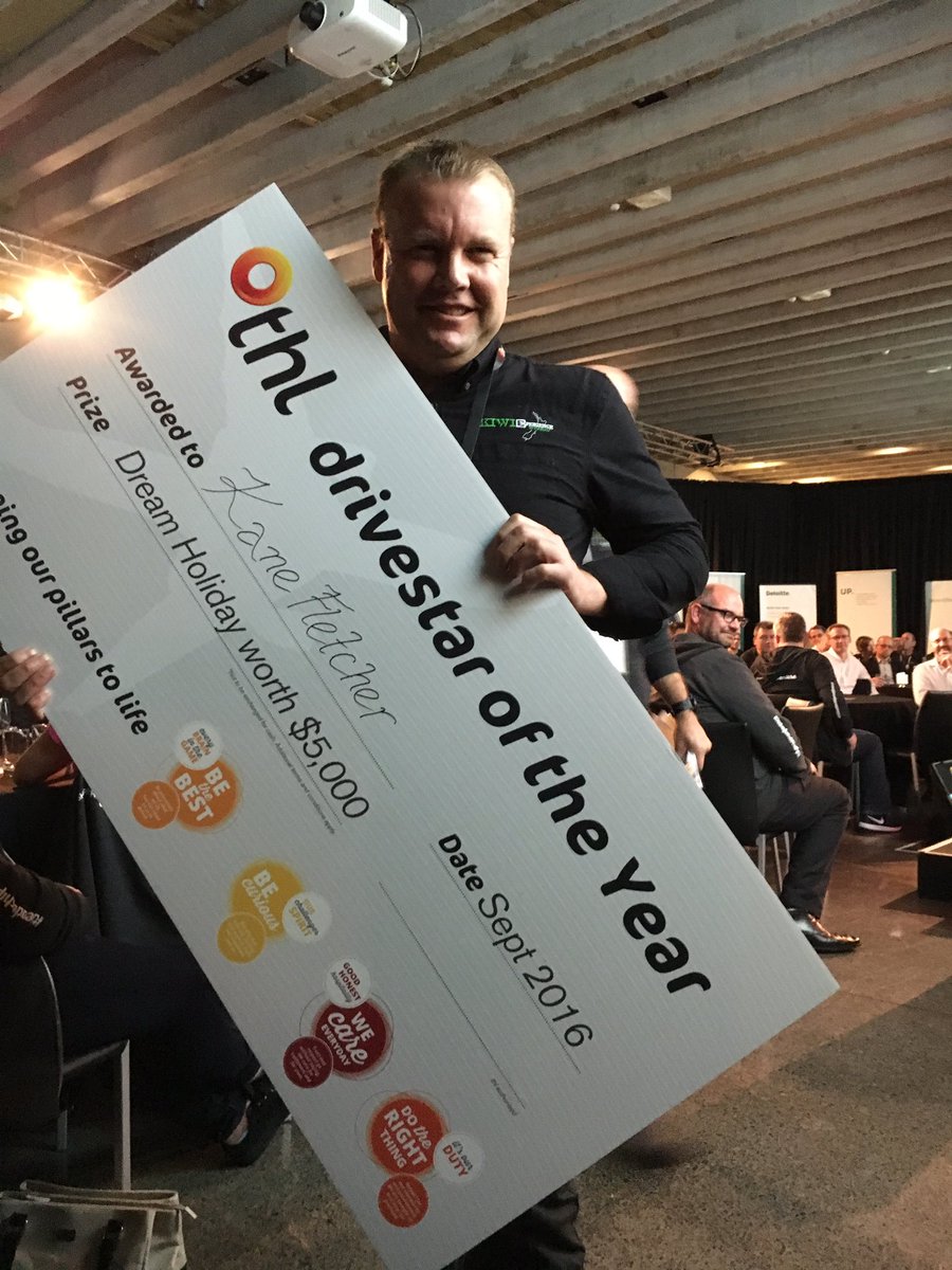 Well done Kane Fletcher Drivestar winner of the year! #thlleadership #kiwiexperience
