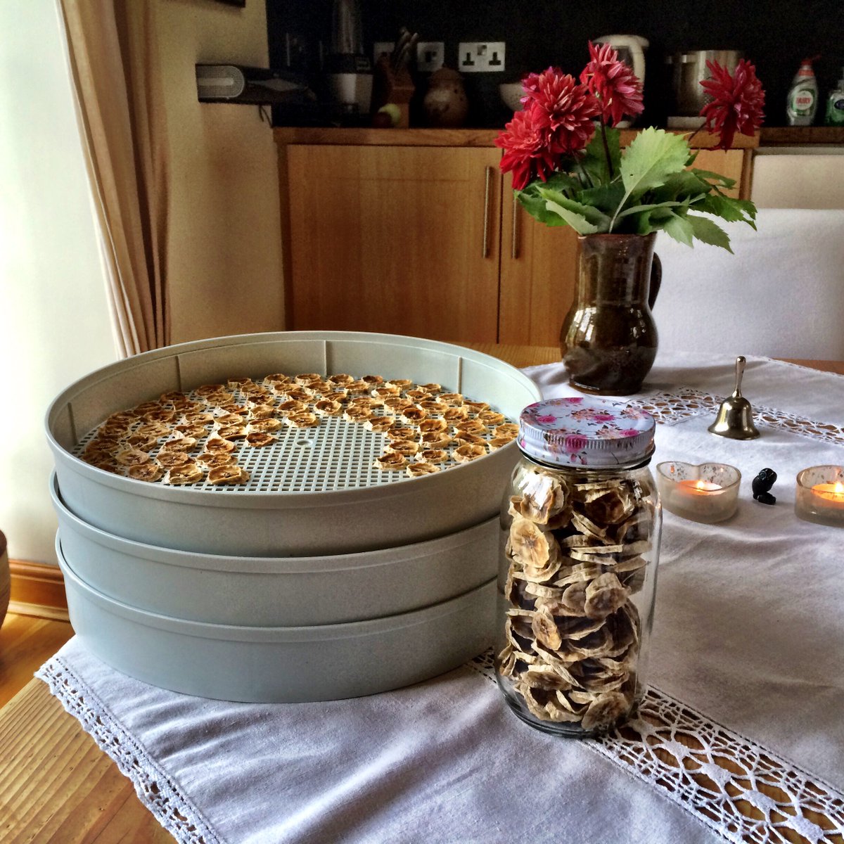FishheadsClub's tweet image. #stockli dehydrator doing the business. 1st banana chips 2 go with tomatoes, apples &amp;amp; garlic - brilliant. Munchies 😊