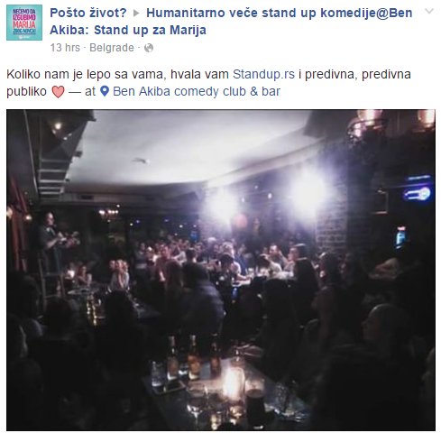 Standuprs's tweet photo. Sinoć smo prikupljali novac za lečenje Marija! #postozivot
@BenAkibaBeograd https://t.co/v5yUMD8l6z