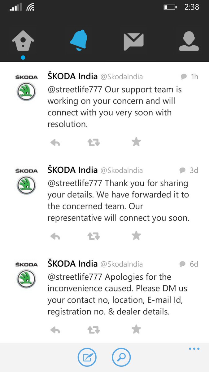 SkodaCustomer's tweet photo. @Pehredar @SkodaIndia @streetlife777 MY tweets are below by the name of STREETLIFE777 (Attaching pic also) -  Skoda removed tweets https://t.co/dchn4U3XBq
