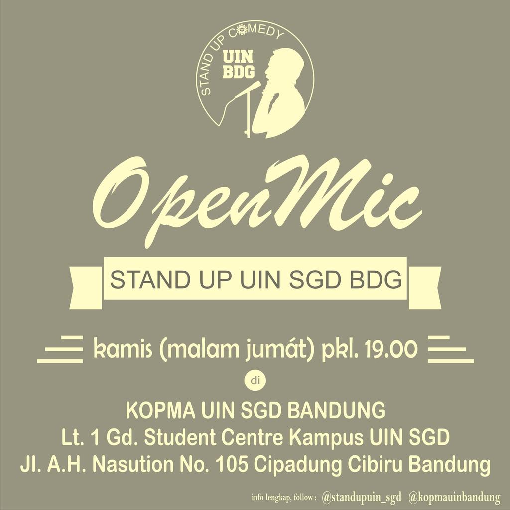 StandupUIN_SGD's tweet photo. Yook malem ini kita seru-seruan di Kopma UIN jam 7, oke? #OpenMicUIN https://t.co/KkMoCPBI8J
