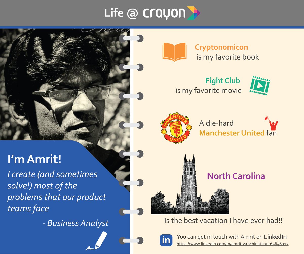 CrayonBigData's tweet photo. Amrit, Business Analyst @ Crayon, shares his experience working at Crayon. #LifeatCrayon. https://t.co/wG47dNoDn1 https://t.co/9Htes5IZKu