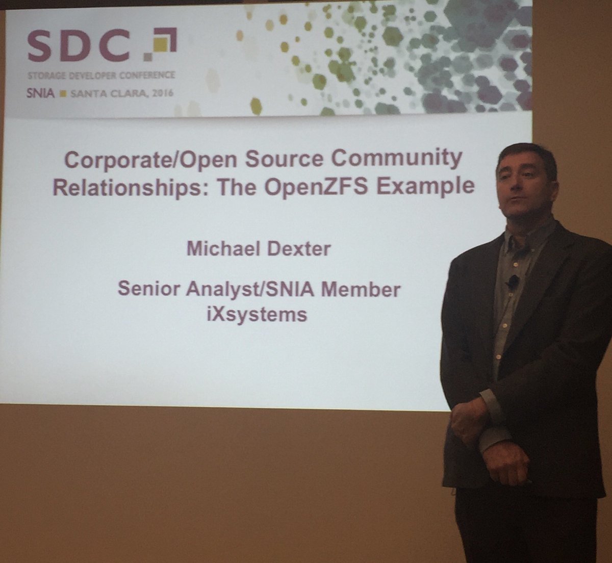 bradm_ix's tweet photo. @michaeldexter is speaking on OpenZFS at #sdc2016 @iXsystems @SDConference https://t.co/p0WKCcEnxW