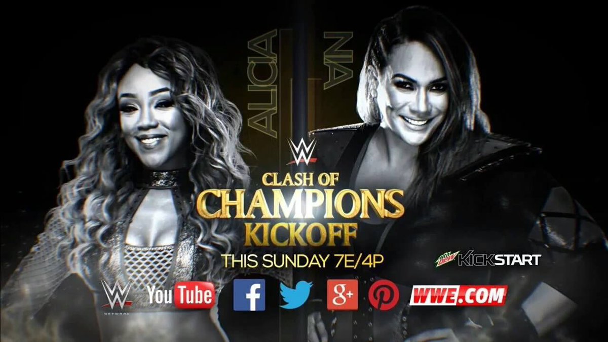 WWEWomenToday's tweet photo. This Sunday Nia Jax looks to end Alicia Fox's crazy rampaging once and for all on the #ClashOfChampions kick off. https://t.co/UlPyW2Emz5