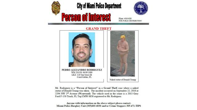 Person Of Interest named in stolen naked Trump statue. bit.ly/2cr2qH0 https://t.co/R1RyFUNSvb