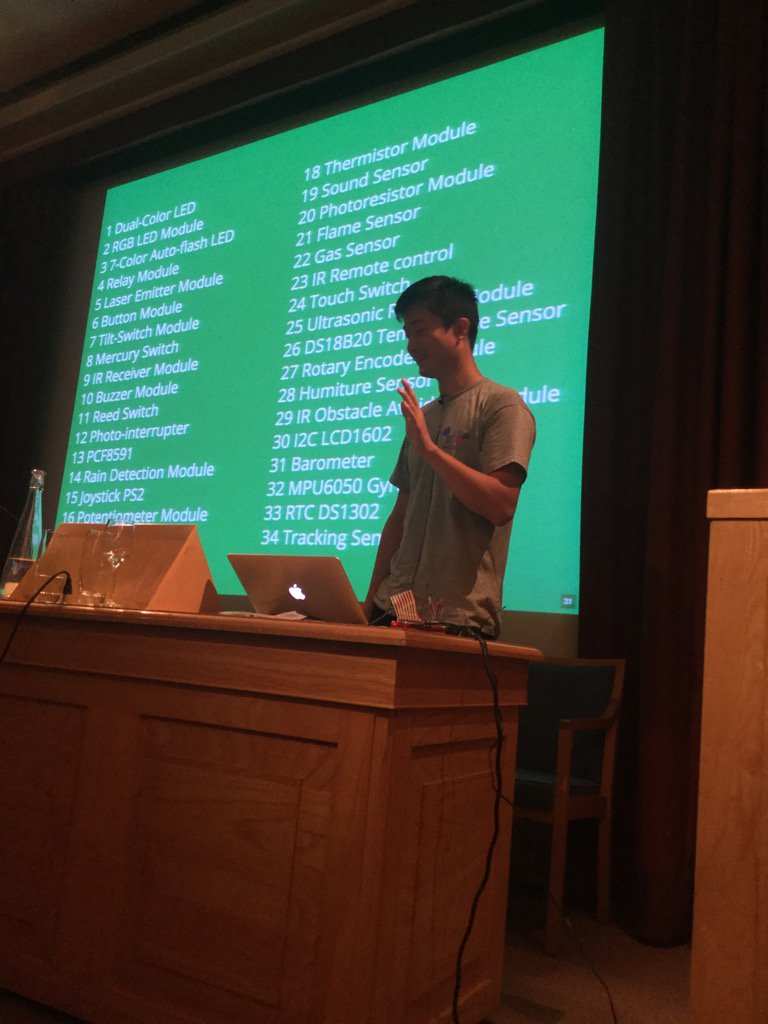 codescrum's tweet image. @arkh4m talk on Elixir and Raspberry Pi #elixir #ElixirLDN