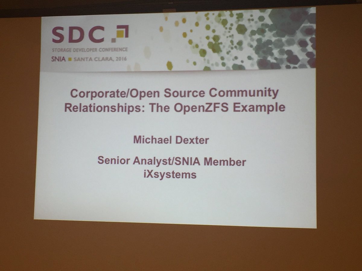 bradm_ix's tweet photo. Getting ready for @michaeldexter talk on OpenZFS at #SDC2016 @iXsystems https://t.co/OLul4FN5F8