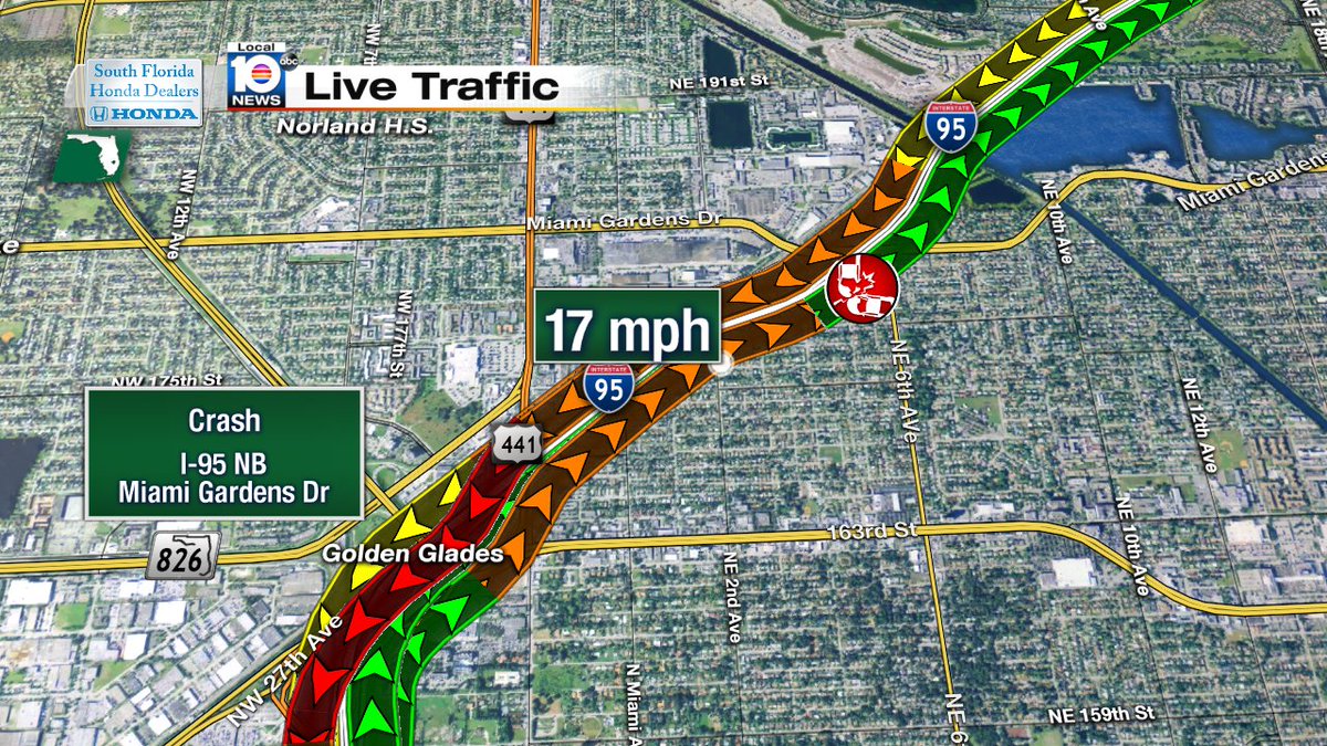 Crash on I-95 NB at Miami Gardens Dr #traffic #miami https://t.co/UFyxw1odDF