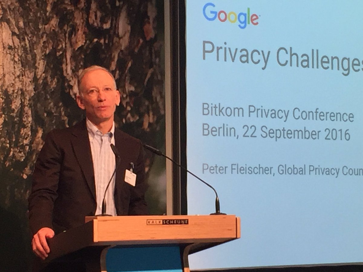 Bitkom_Privacy's tweet photo. Google is signing up for the privacy shield, tells Peter Fleischer @google. 300 people in the company where involved in the process. #pco16 https://t.co/IS6rDnhiOq