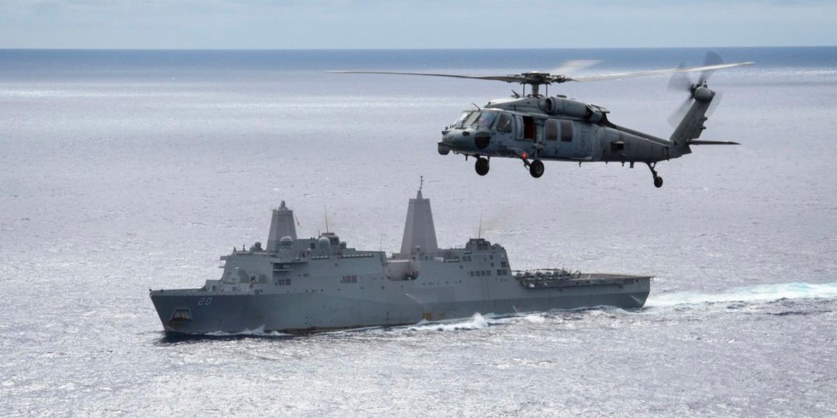 USNavy's tweet photo. RT @PacificCommand: Expeditionary Strike Group 7 patrols ensure @US7thFleet can rapidly respond to contingencies https://t.co/A3gPXtejOg