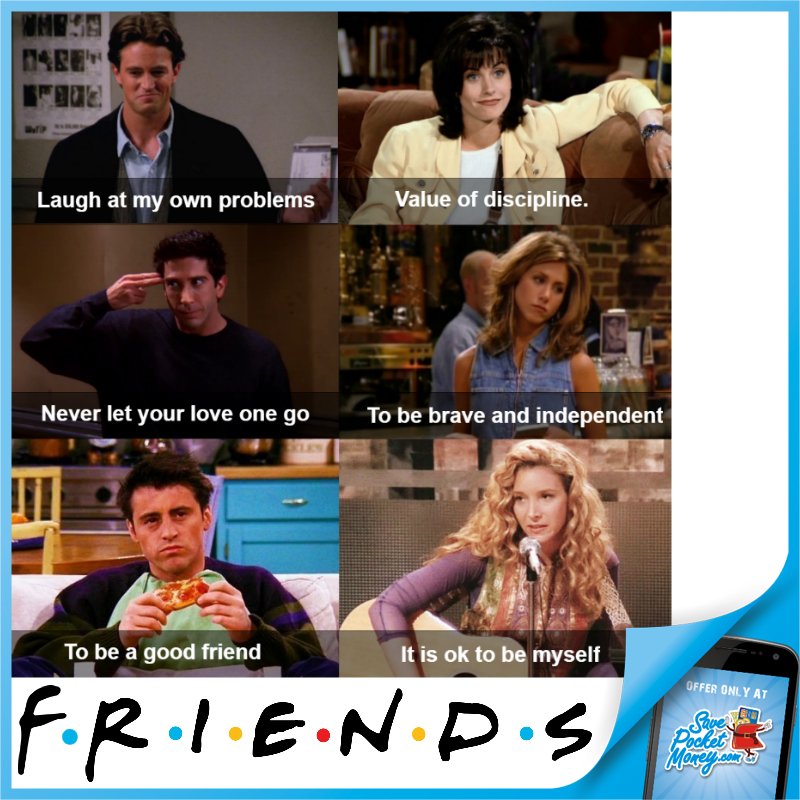 SavePocketMoney's tweet photo. 22 years since it started but still teaching us important life lessons!
F.R.I.E.N.D.S. - Always the best!
#Friends #Savepocketmoney #SPM https://t.co/vUSXxOY0yy