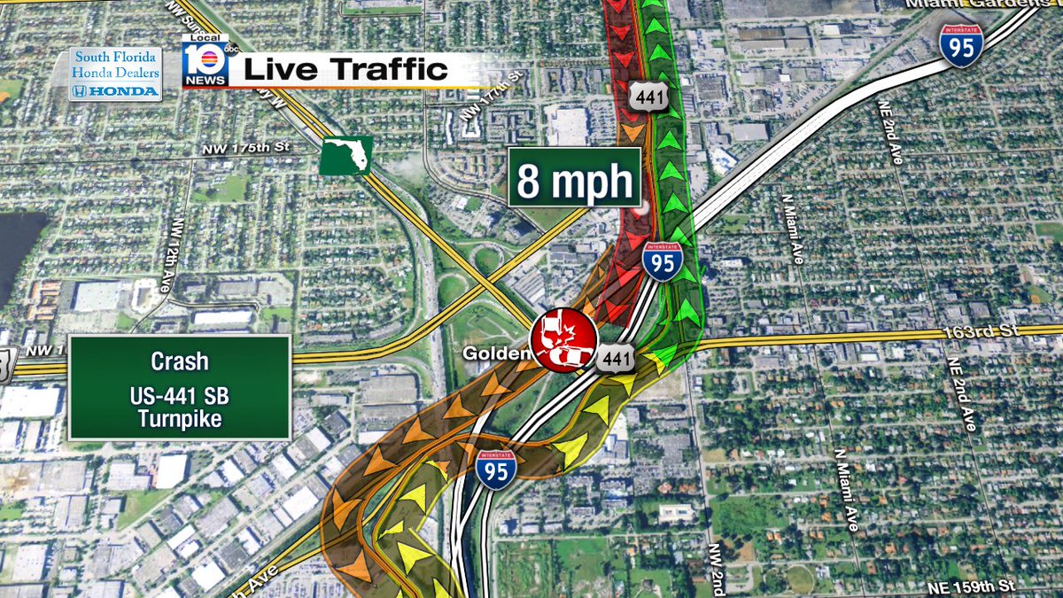 Crash on US-441 approaching the Turnpike #traffic https://t.co/cDJ8PoU0gv
