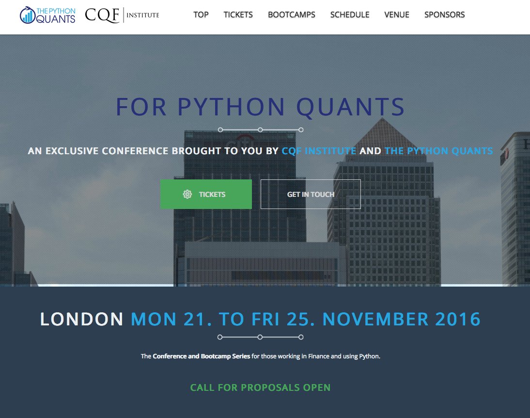 dyjh's tweet image. Early bird tickets available for #PythonQuantsConf #Python #QuantFinance #London in November | fpq.io