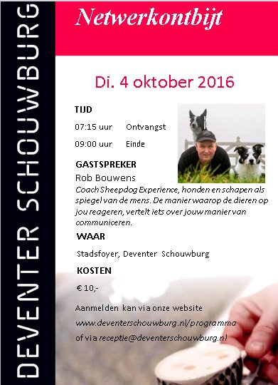 Netwerkontbijt in de Deventer Schouwburg op 04 oktober. Meld je snel aan voor de interactieve presentatie! #deventer #netwerk #inspiration
