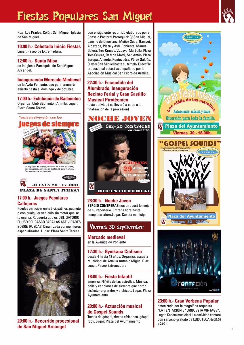 AytoArmilla's tweet photo. Ya tenemos la Programación de las Fiestas de #Armilla #Granada #SanMiguel2016 https://t.co/KnDA6ijENm