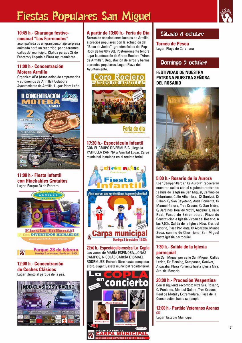 AytoArmilla's tweet photo. Ya tenemos la Programación de las Fiestas de #Armilla #Granada #SanMiguel2016 https://t.co/KnDA6ijENm
